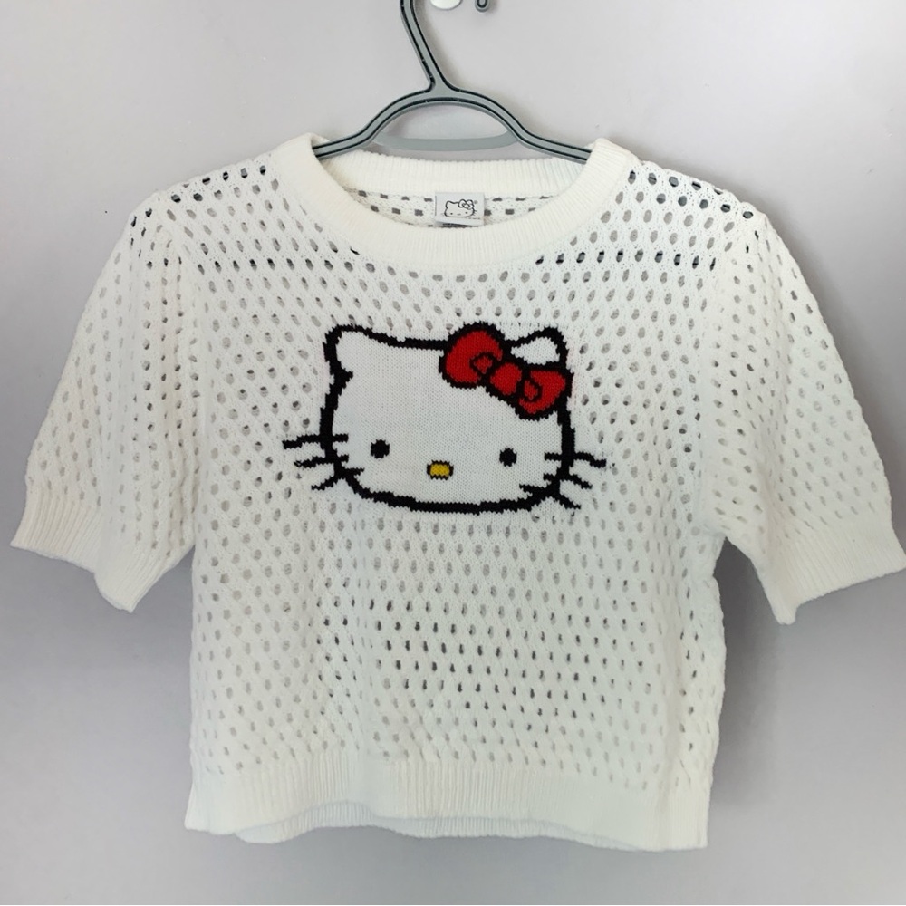 Hello Kitty Knit Crochet like Short Sleeve Shirt